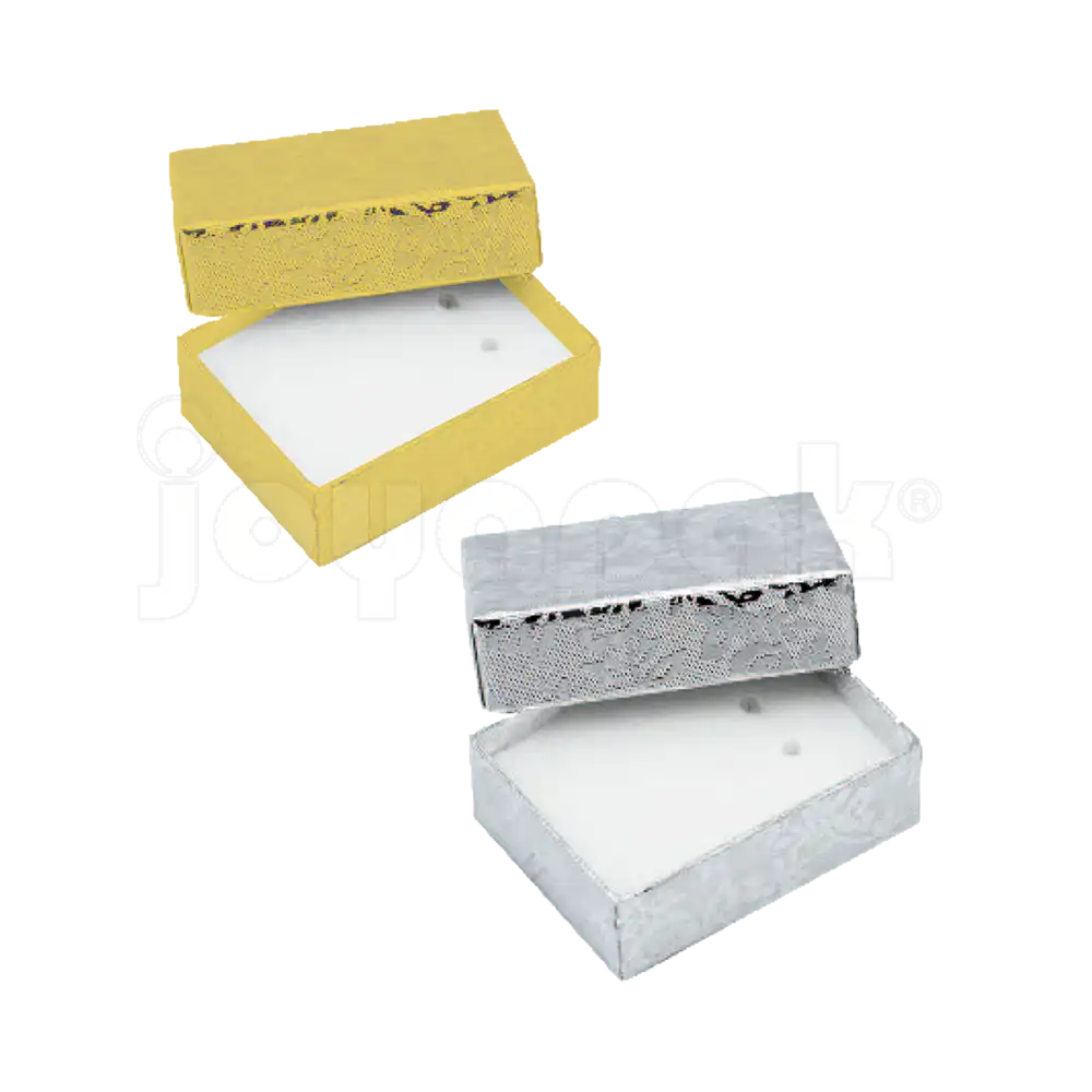 Caja Fiore mini para broquel en color dorado y plateado con diseño floral.