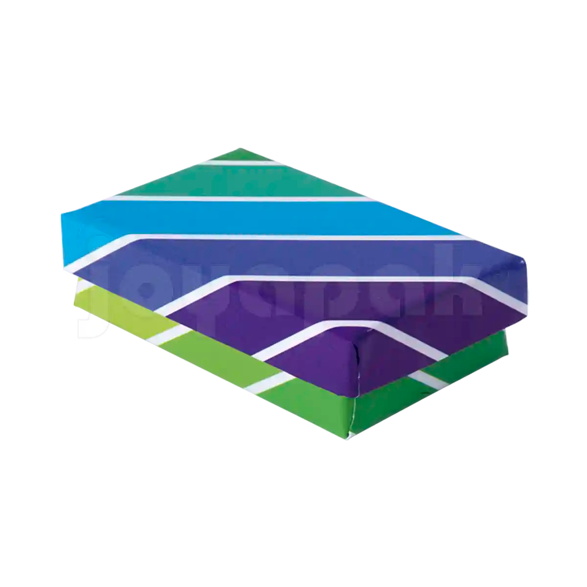 Dimensiones de la caja para anillo Fancy chica de Joyapak, medidas 5.1cm por 5.1cm por 3.5cm.