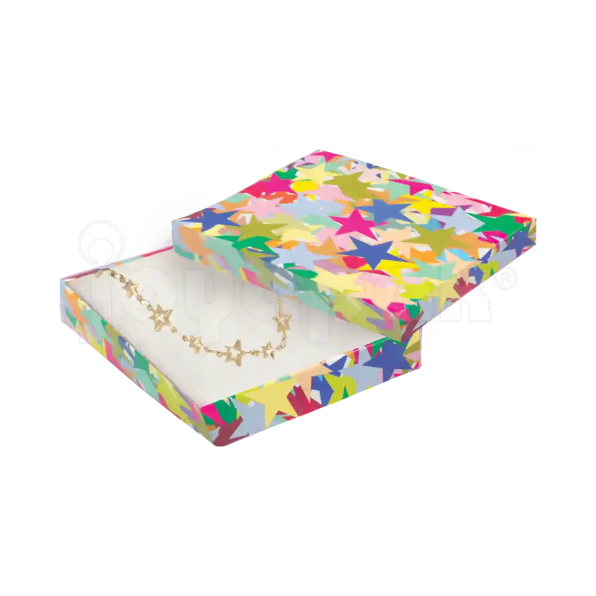 Surtido de cajas de cartón para collar mediano de la línea Fancy con diversos estampados y colores.