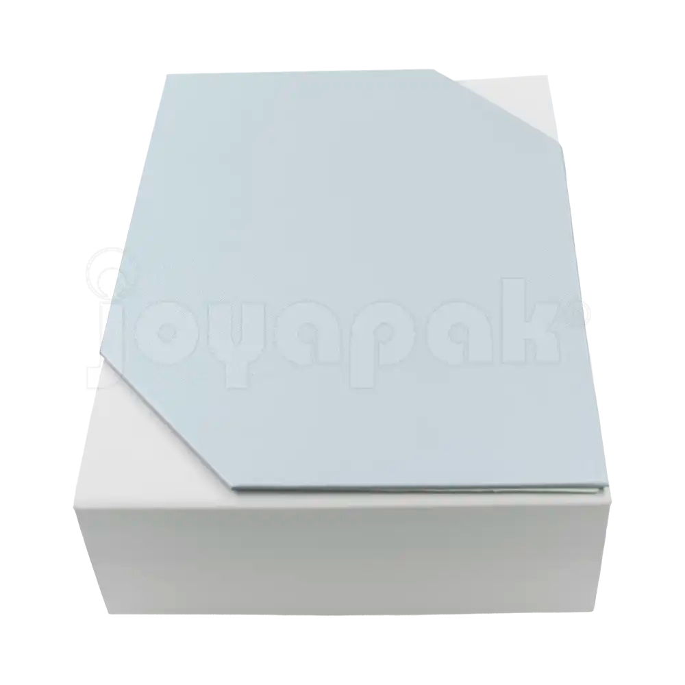 Caja de cartón Gemini para jcollar grande, aretes y anillo gris vista frontal