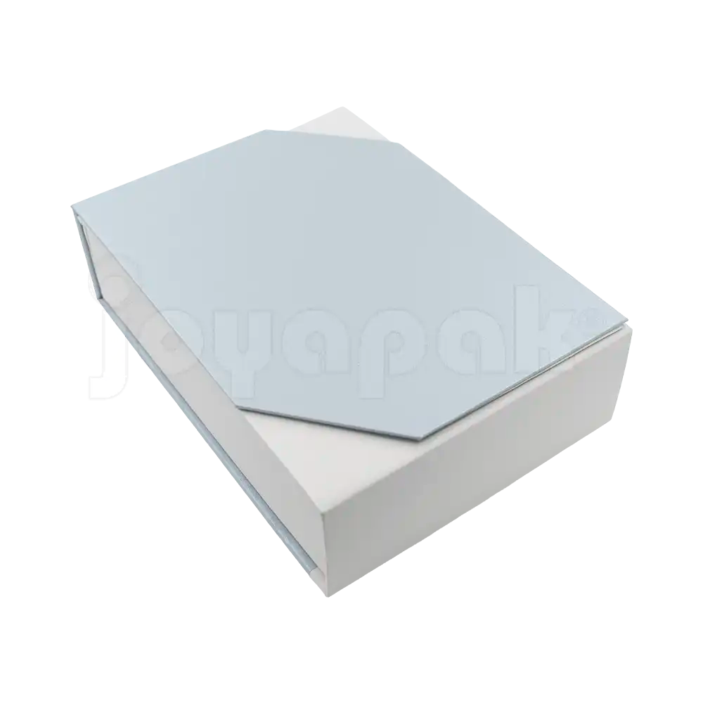 Caja de cartón Gemini para collar grande, aretes y anillo gris lateral