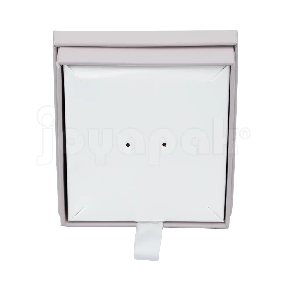 Caja de cartón taupe para juego sin joyería vista frontal