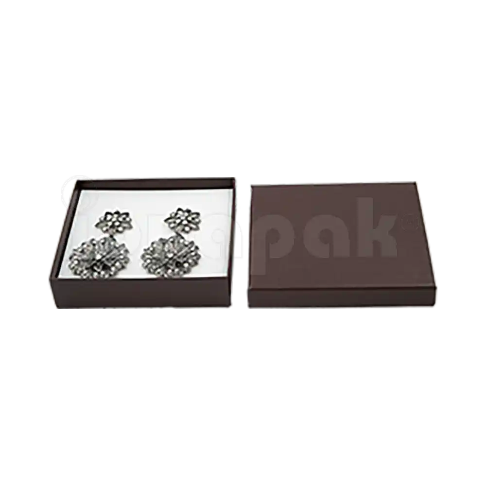 Caja Lino Cuadrada para Juego Grande: Arete, Cadena con Dije