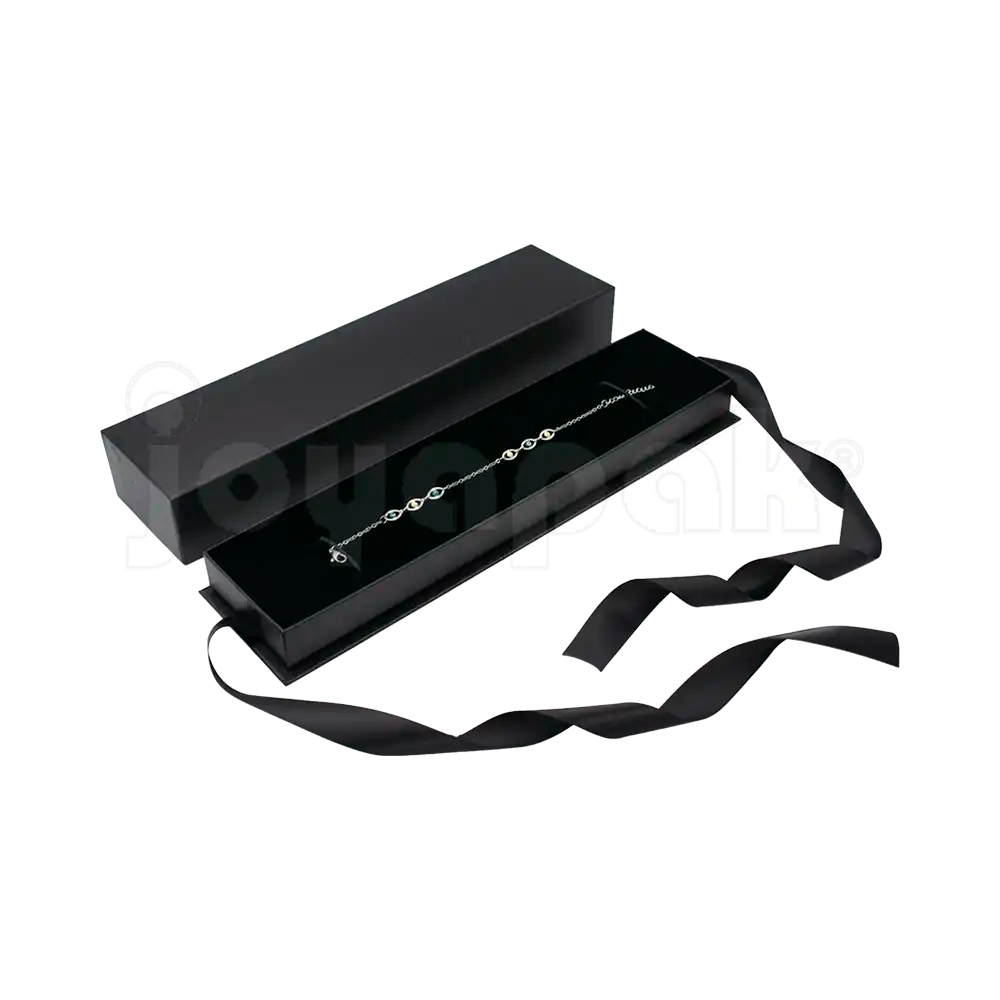 Caja Milán para pulsera de cartón rígido texturizado color Negro BK.