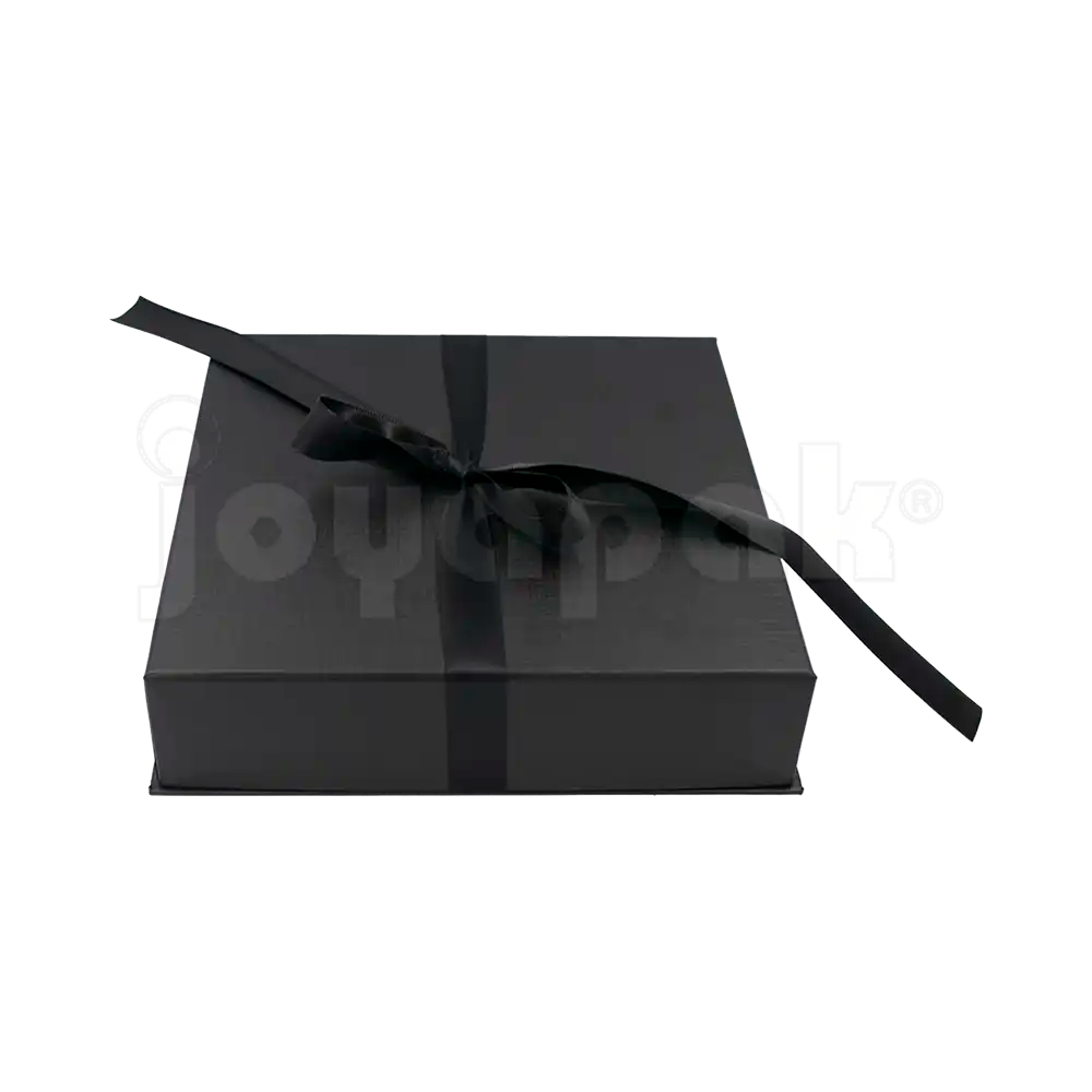 Caja Milán para collar grande de cartón rígido color Negro BK vista posterior.