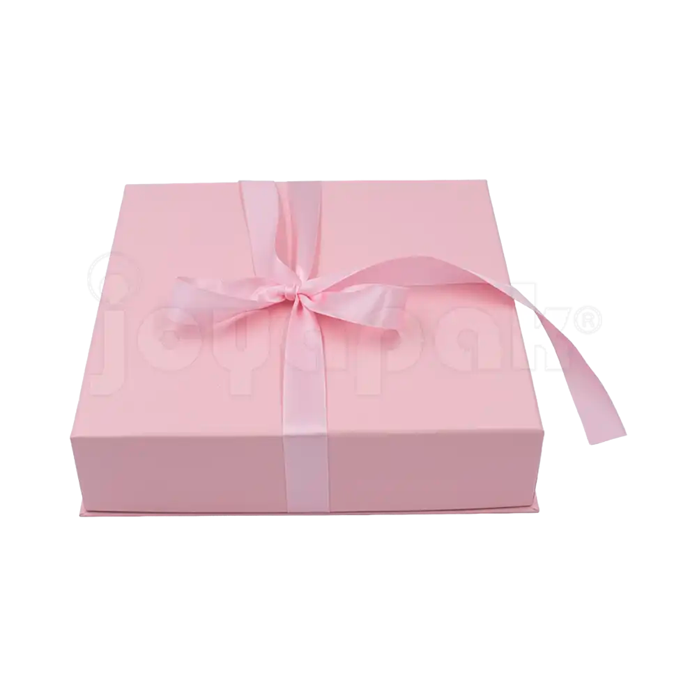 Caja Milán para collar grande de cartón rígido color Rosa PK vista posterior.