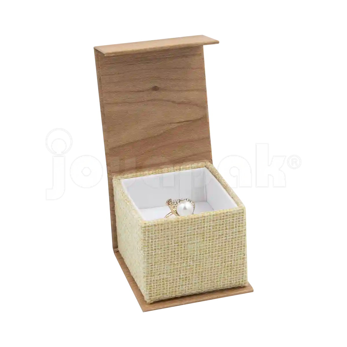 Caja Burlap para Anillo