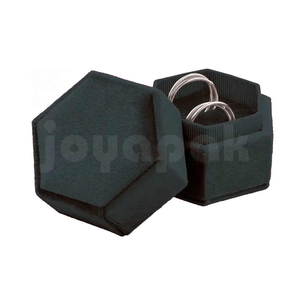 Estuche Velvet Hexagonal Grande Doble Anillo