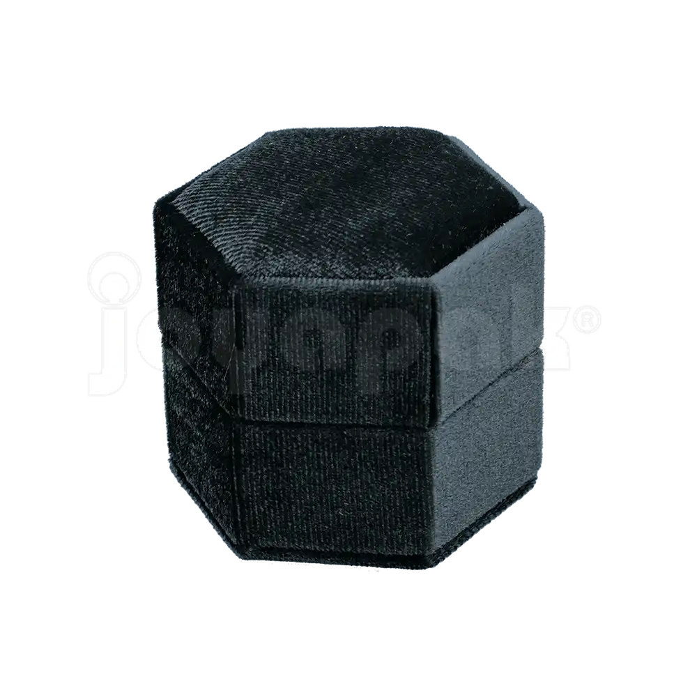 Estuche Velvet Hexagonal Grande Doble Anillo