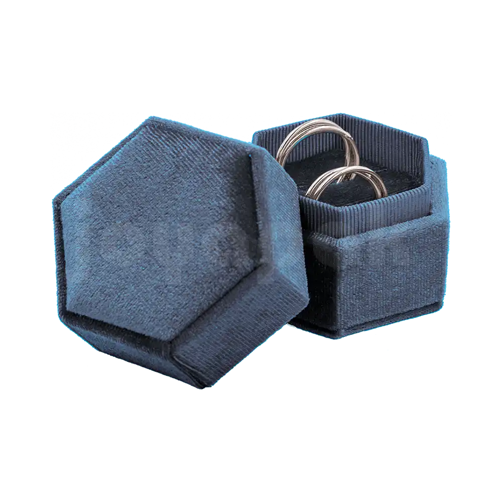 Estuche Velvet Hexagonal Grande Doble Anillo