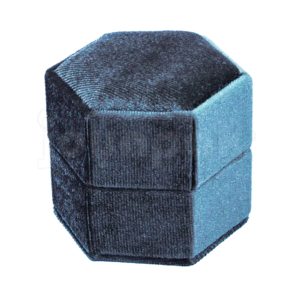 Estuche Velvet Hexagonal Grande Doble Anillo