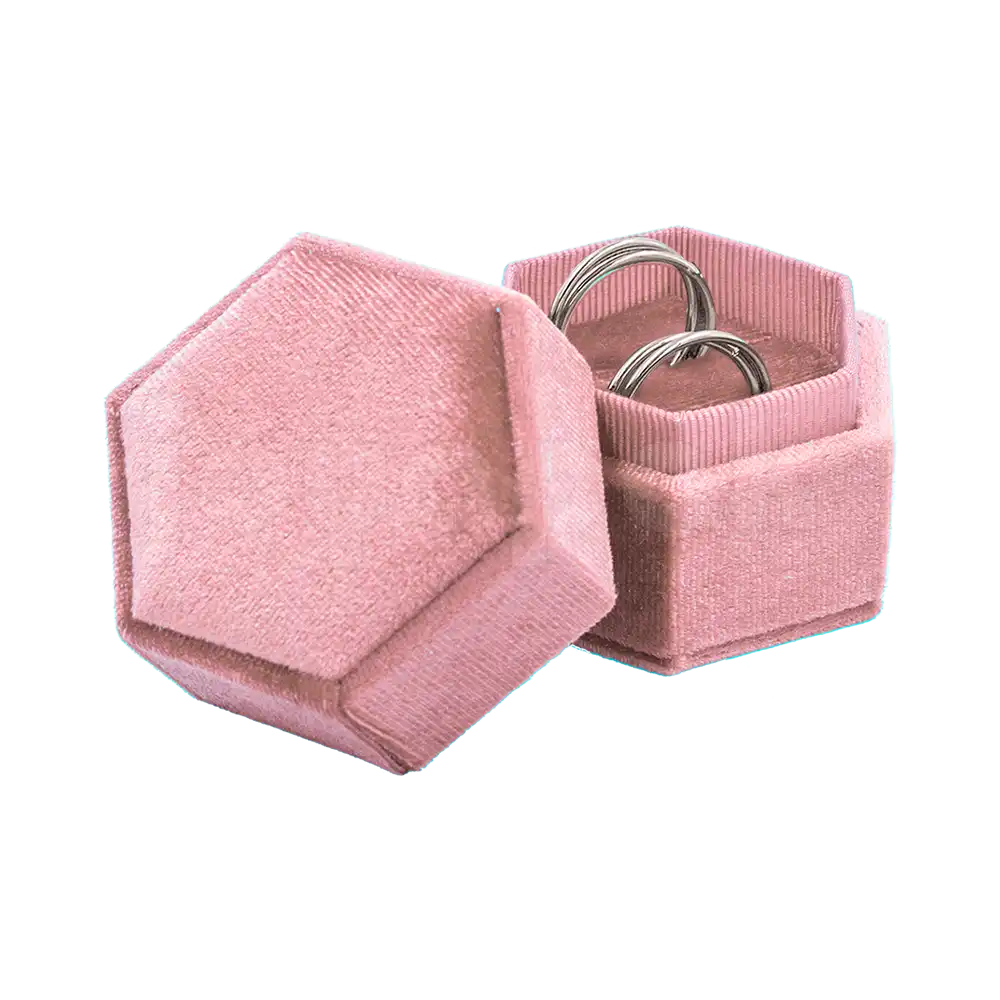 Estuche Velvet Hexagonal Grande Doble Anillo