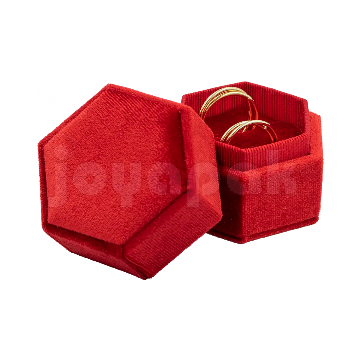 Estuche Velvet Hexagonal Grande Doble Anillo