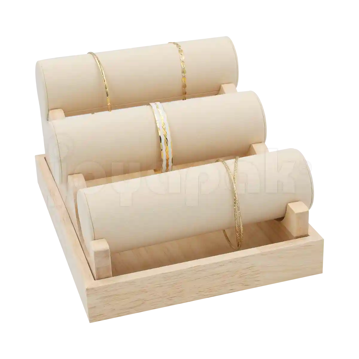 Exhibidor de Madera Natura Barra Triple para Pulseras