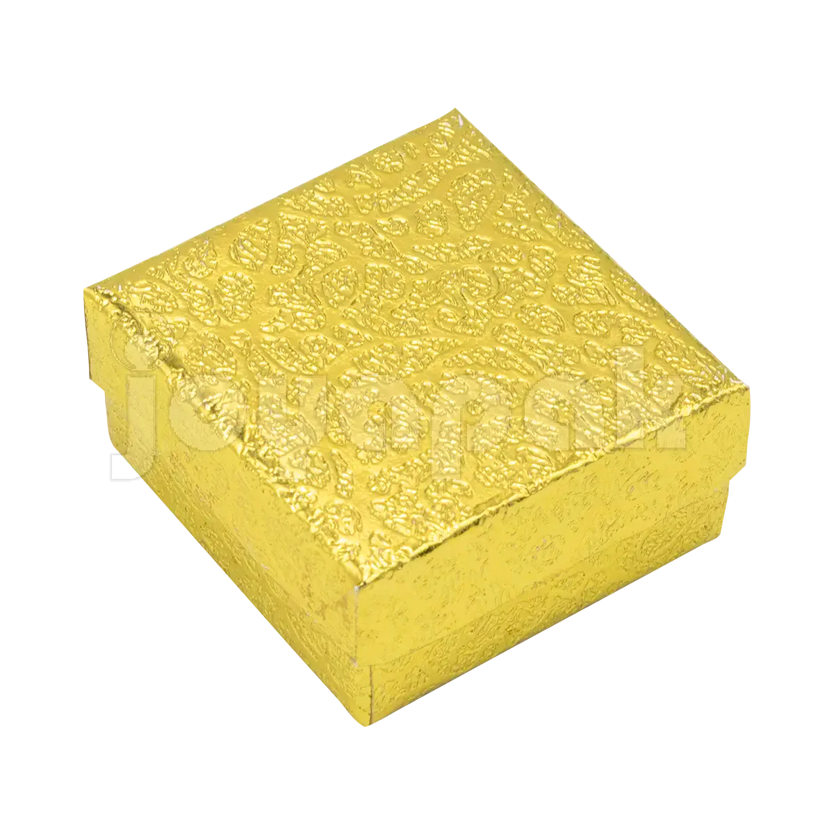 Caja de cartón para joyería modelo Estrella Mini en acabado metalizado dorado, ideal para broqueles.