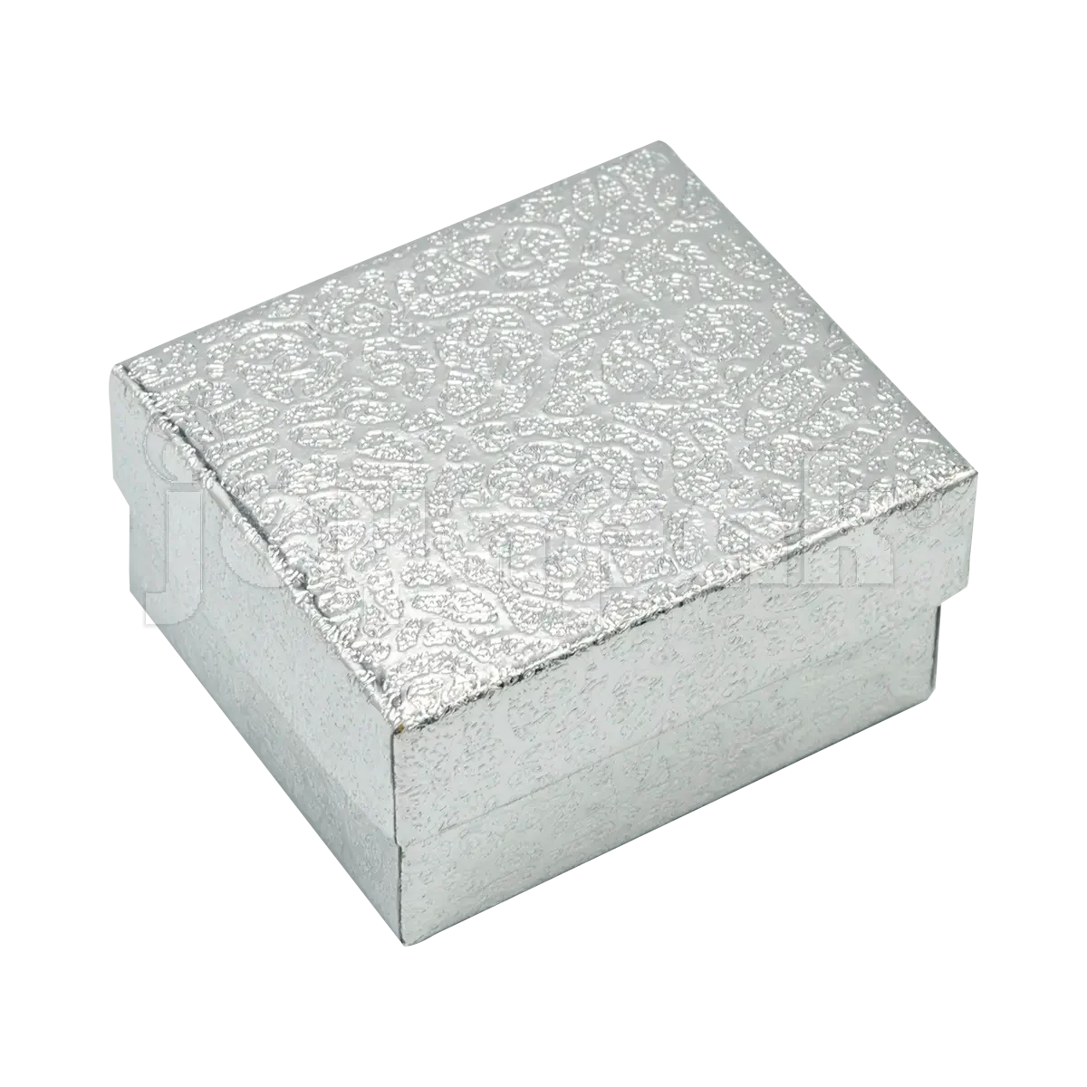 Caja para broqueles Estrella Mini en elegante color plata con textura metalizada.