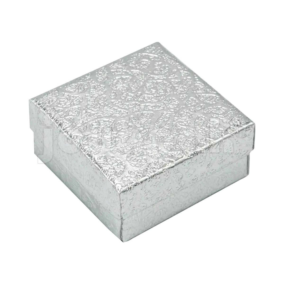 Estuche plateado para anillos de compromiso o broqueles con almohadilla protectora.