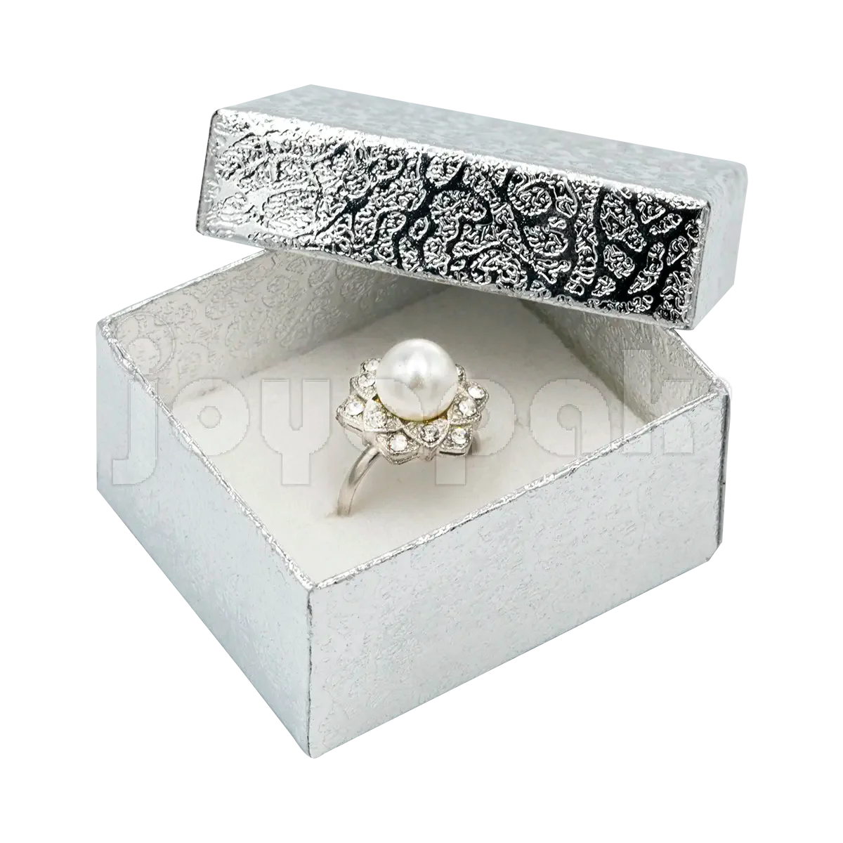 Cajita plateada para anillo, la mejor opción de empaque para emprendedores. Venta por mayoreo en México.