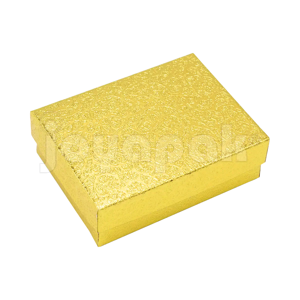 Caja de cartón dorada para aretes y collar, modelo Estrella Mediana de Joyapak.