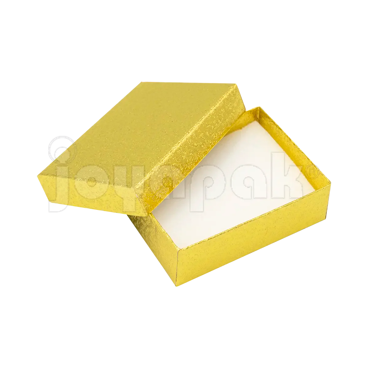 Interior de la caja para joyería con ranuras para juego de aretes y dije, ideal para emprendedores.