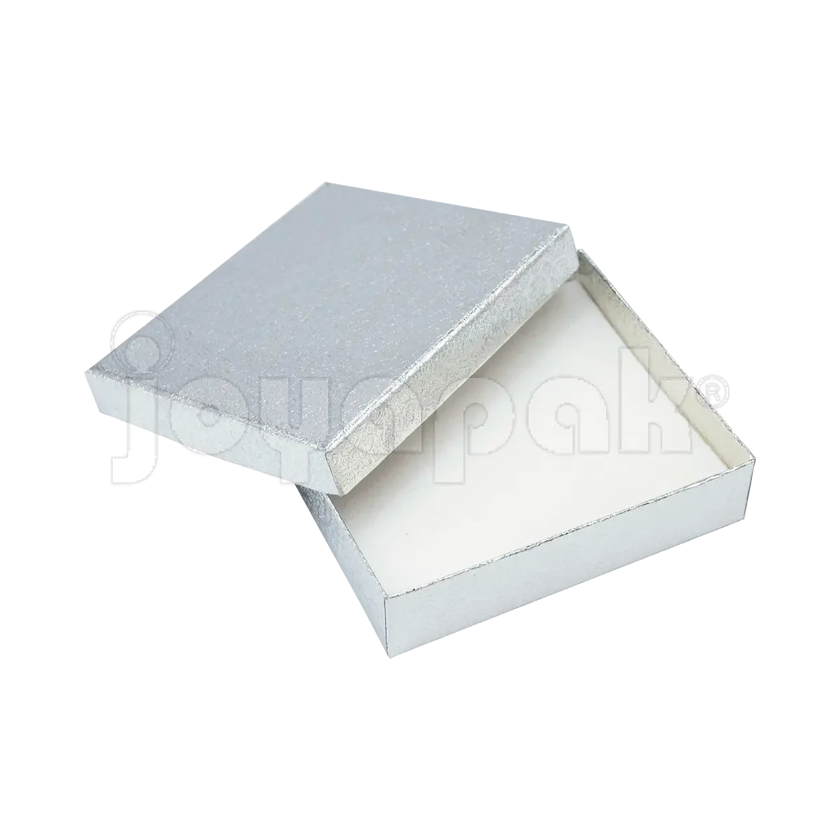 Estuche plateado modelo Estrella con interior para collar, aretes y anillo, de Joyapak.