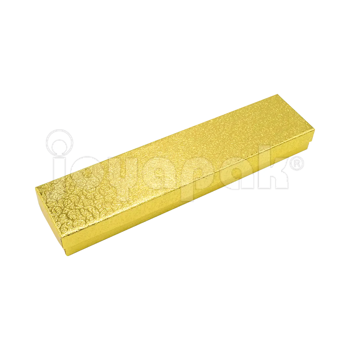 Caja de cartón dorada para pulsera o esclava, modelo Estrella, sobre fondo blanco.