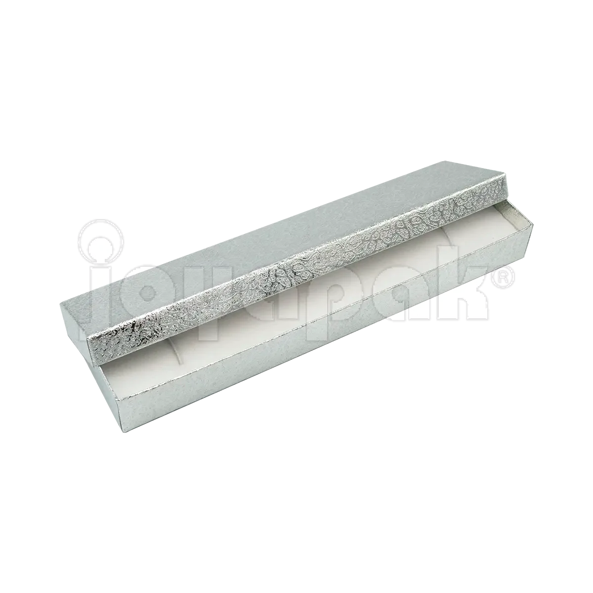 Estuche para brazaletes color plata, modelo Estrella de Joyapak, vista detallada.