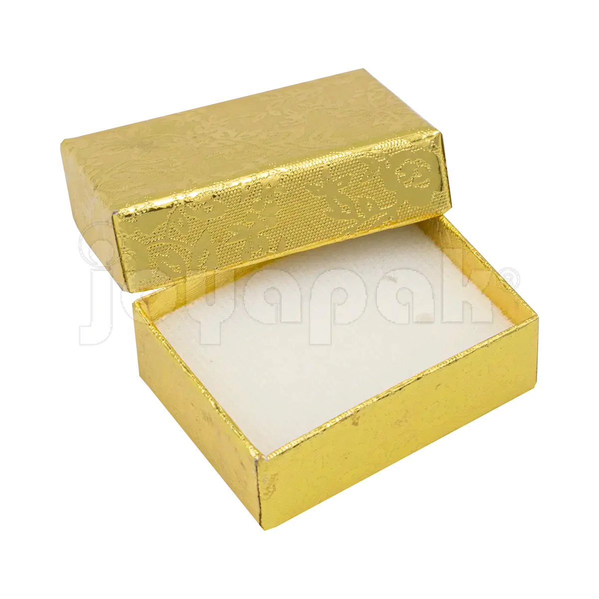 Set de cajas Fiore doradas mini para joyería, mostrando la calidad del cartón y el diseño.