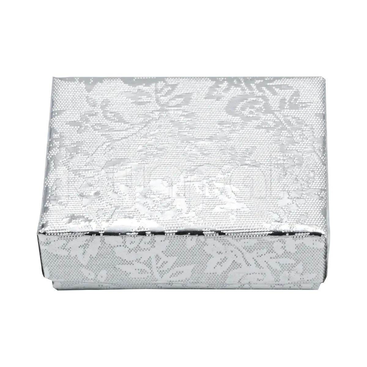 Caja para broquel Fiore mini en acabado plateado metalizado.