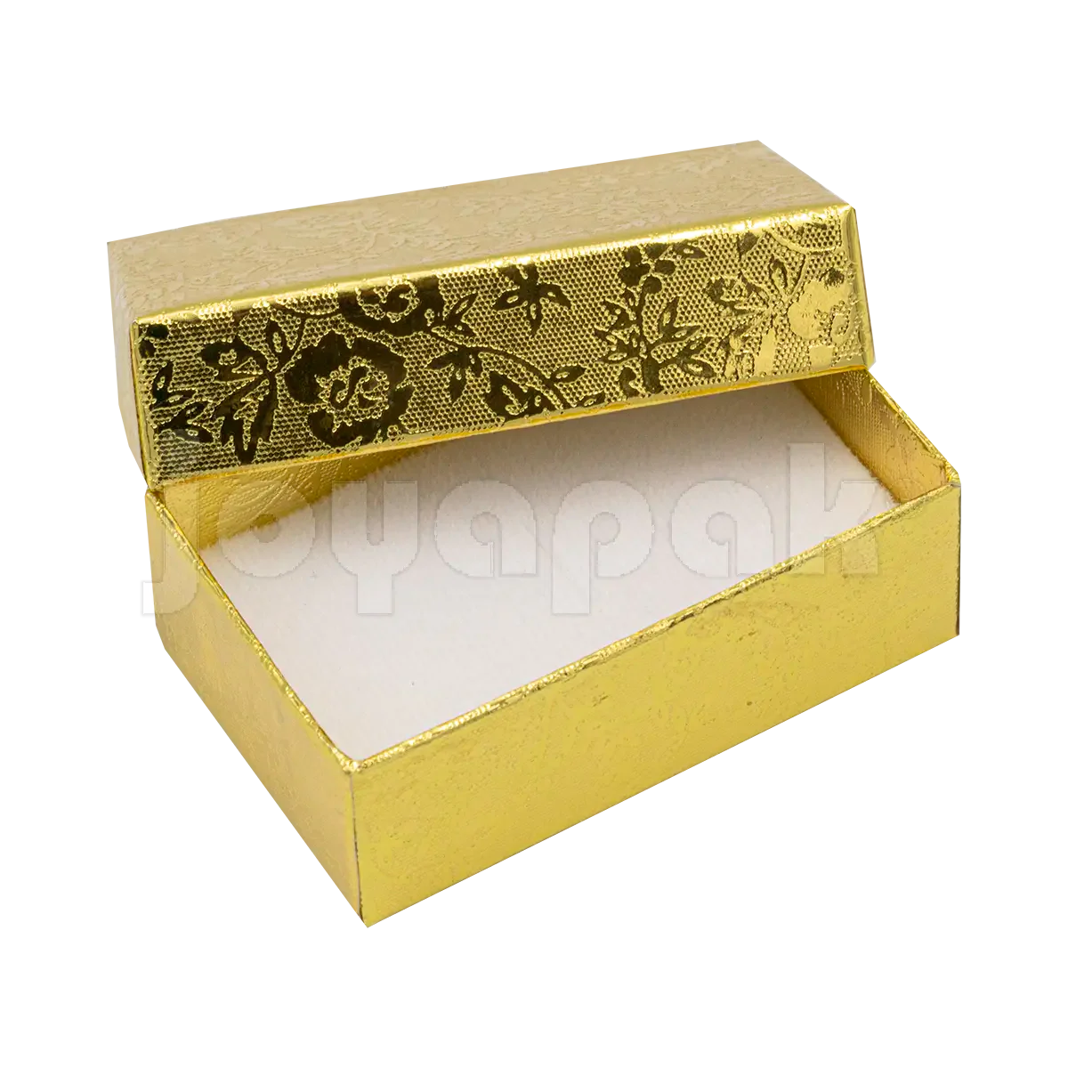 Caja Fiore chica para joyería en color dorado, ideal para anillos de compromiso.