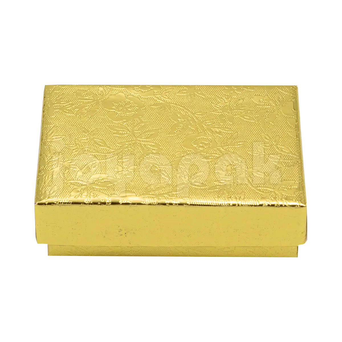 Caja Fiore chica para anillo o broquel en color dorado con acabado metalizado y diseño floral.