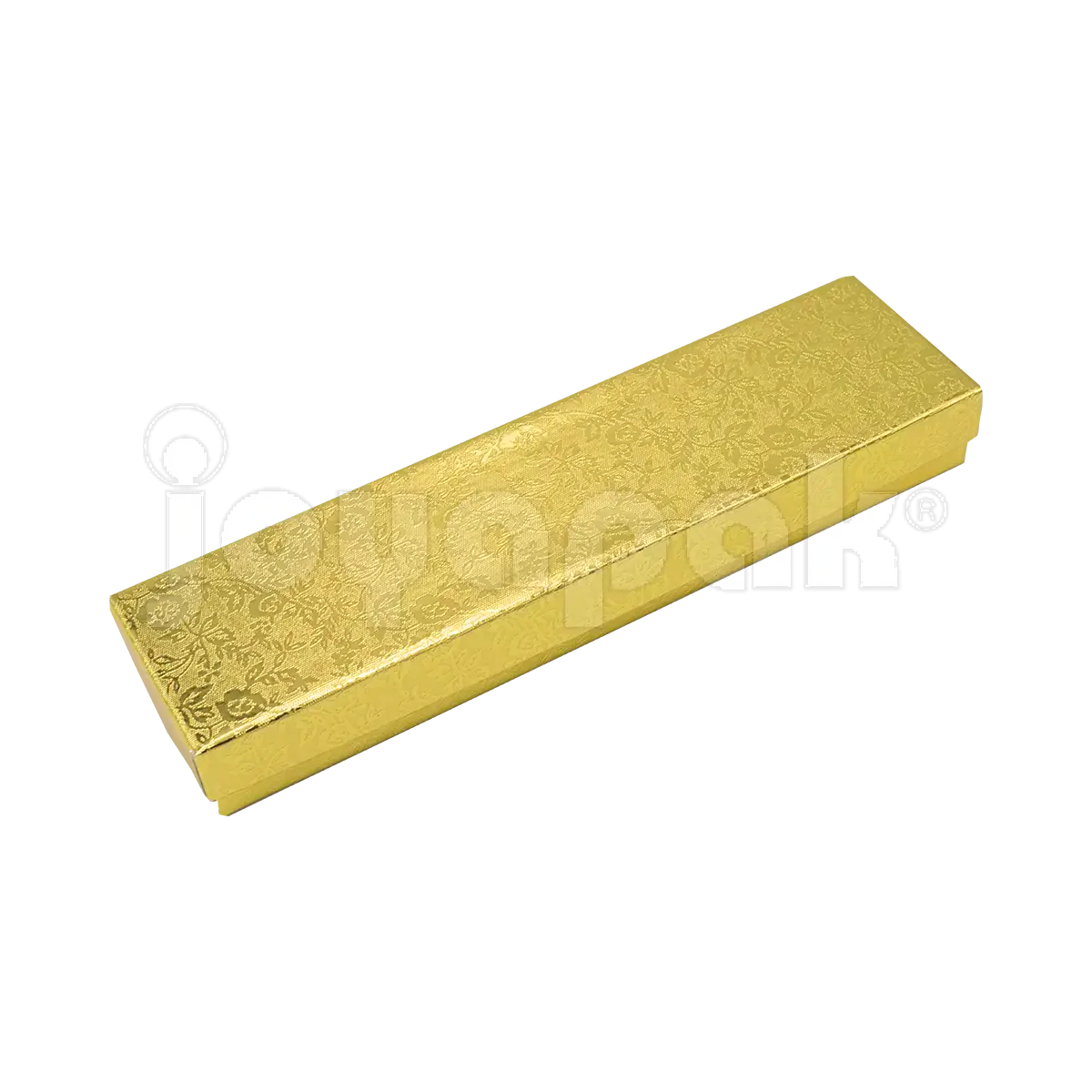 Caja Fiore rectangular para pulsera o esclava en color dorado con un elegante diseño floral.