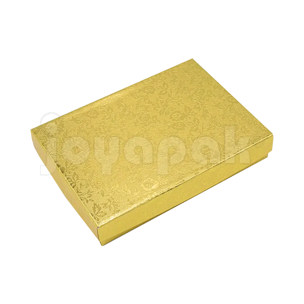 Caja Fiore para collar chico en un elegante color dorado con acabado metalizado y diseño floral.