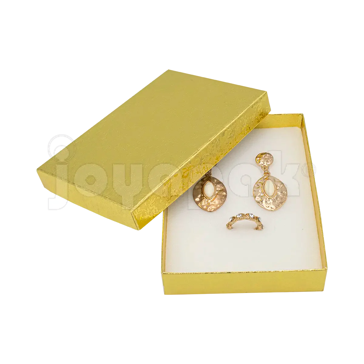 Interior de la caja Fiore para collar mostrando el inserto de terciopelo con ranuras para sujetar un collar.