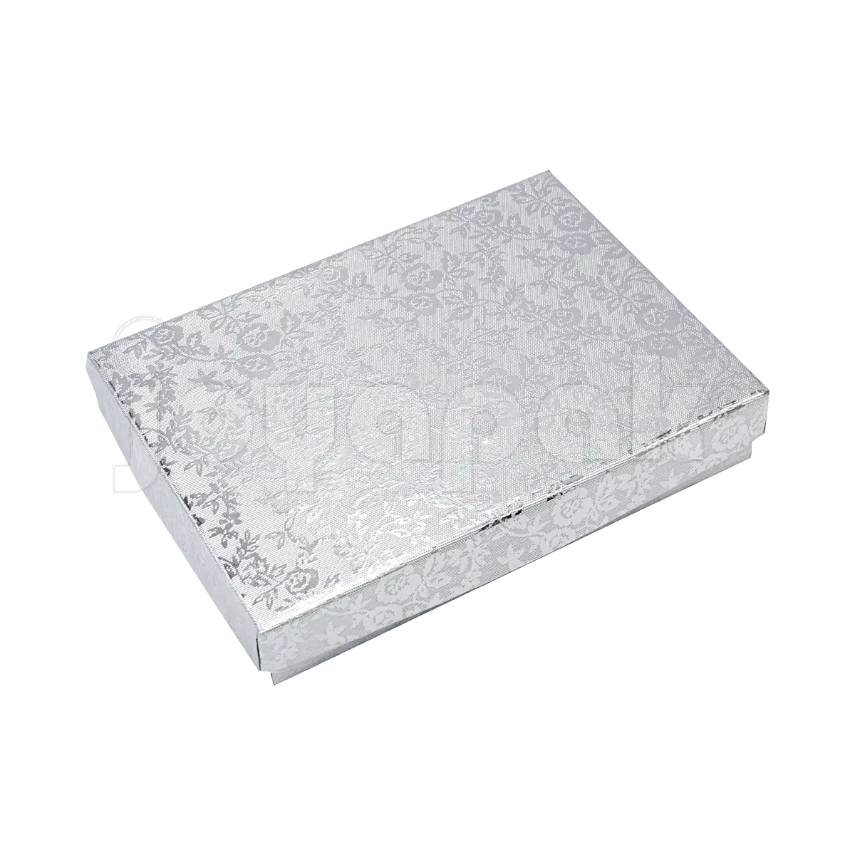 Caja para dije y cadena modelo Fiore en un moderno tono plateado brillante.