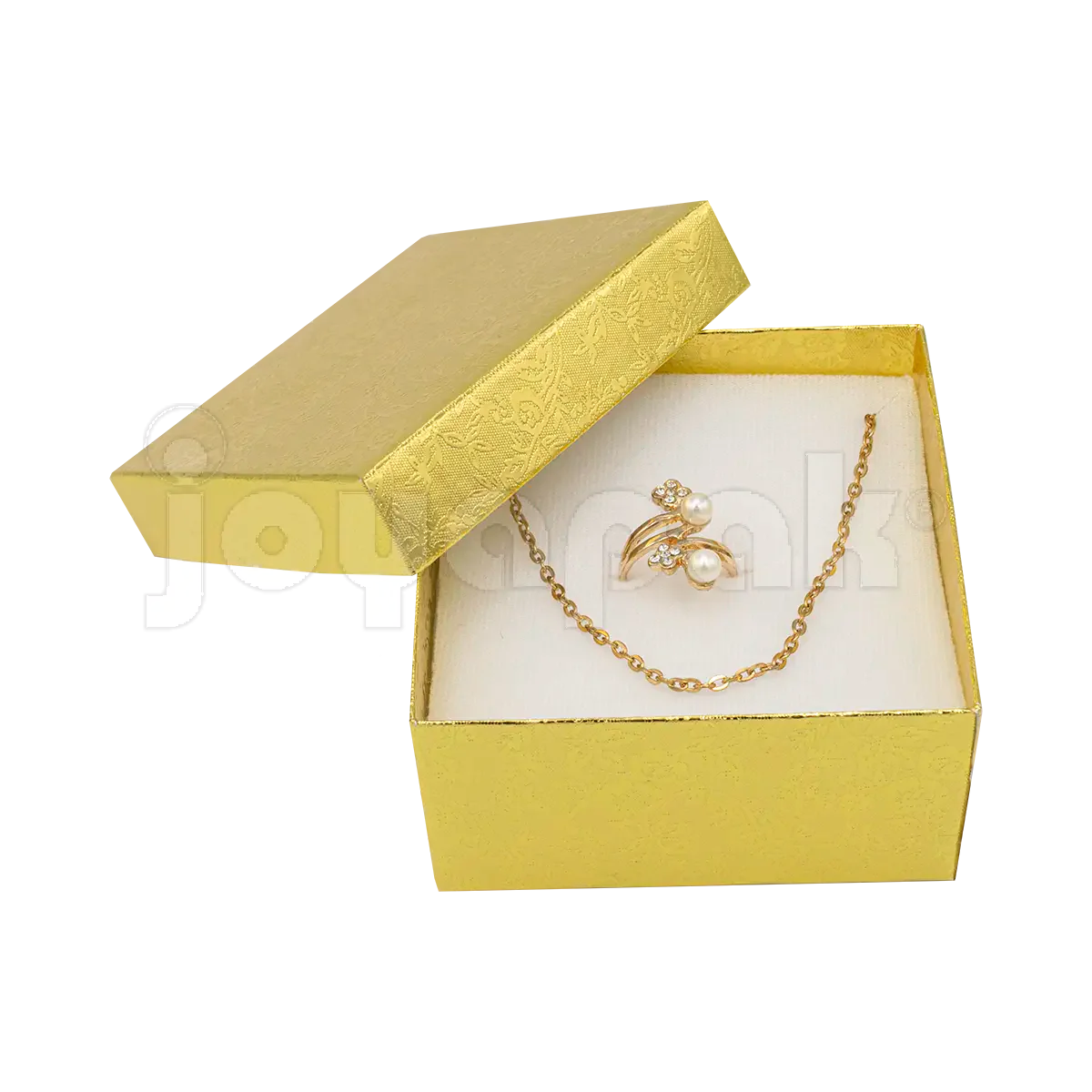 Un reloj de pulsera para hombre presentado sobre el cojín dentro de la caja Fiore cuadrada alta abierta.