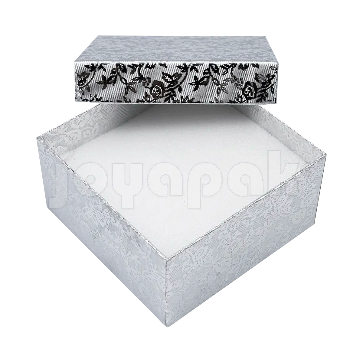 Interior de la caja Fiore cuadrada alta con un cojín de terciopelo grueso, ideal para sujetar un reloj.