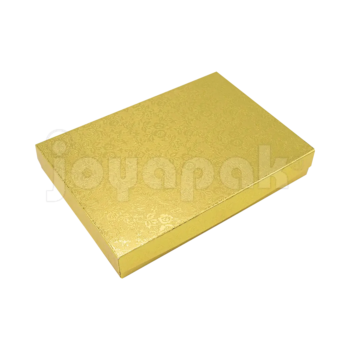 Caja Fiore grande para collar o juego de joyería en color dorado, mostrando su amplio tamaño y diseño floral.