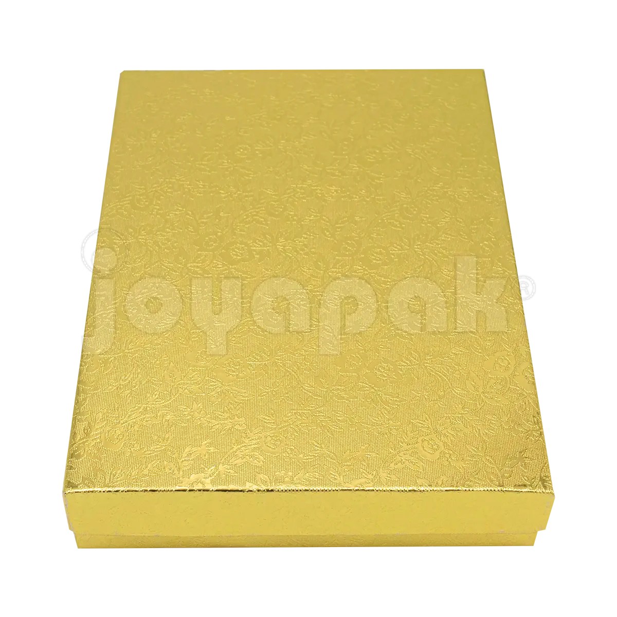 Caja Fiore grande para collar o juego de joyería en color dorado, mostrando su amplio tamaño y diseño floral.