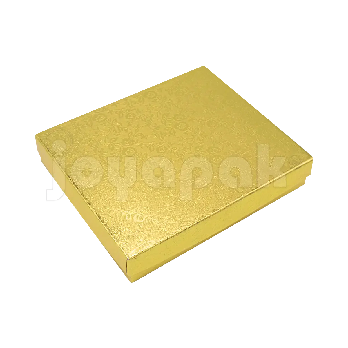 Caja Fiore para collar mediano en un elegante color dorado con acabado metalizado y diseño floral.