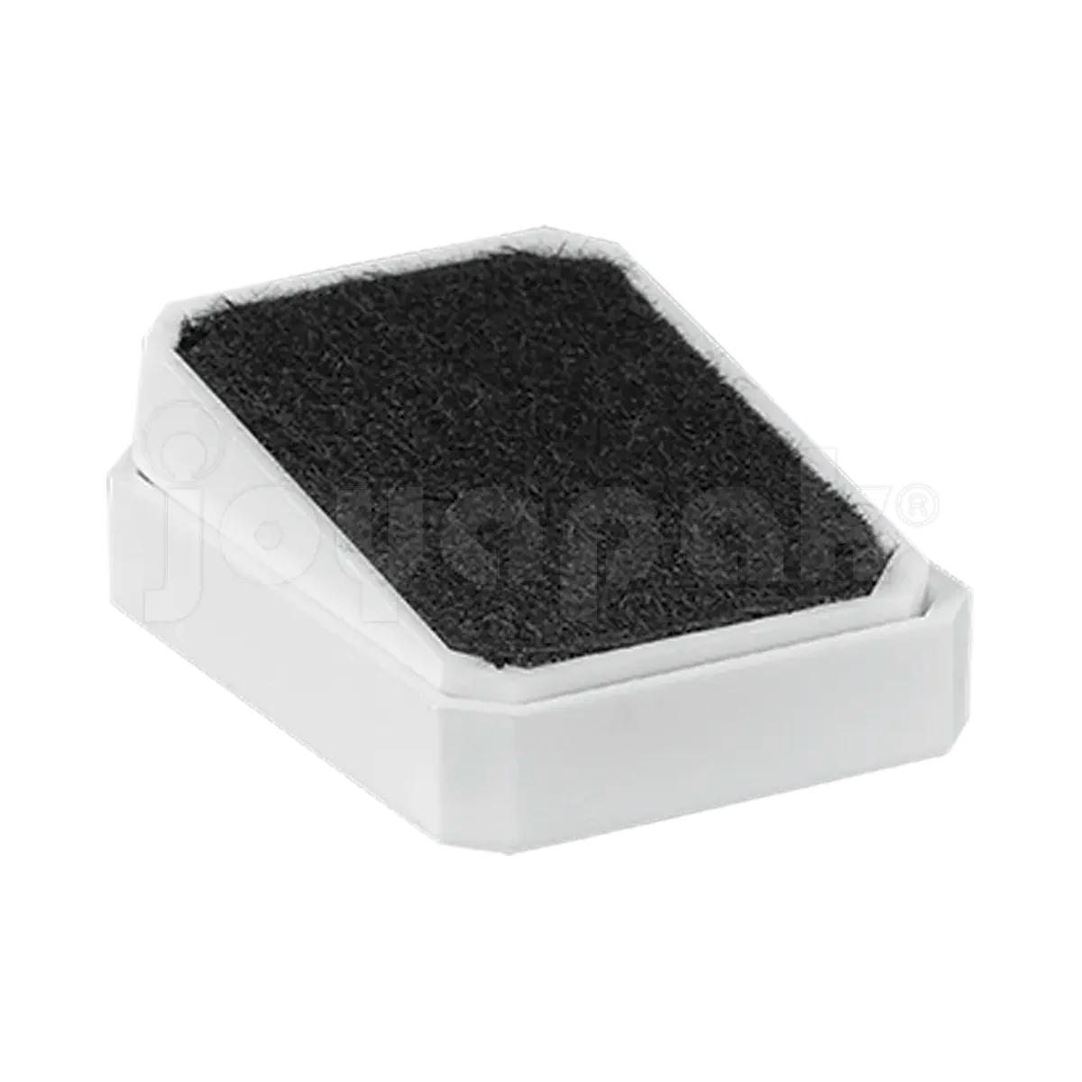 Estuche para broquel abierto mostrando el interior de terciopelo negro para proteger la joya.