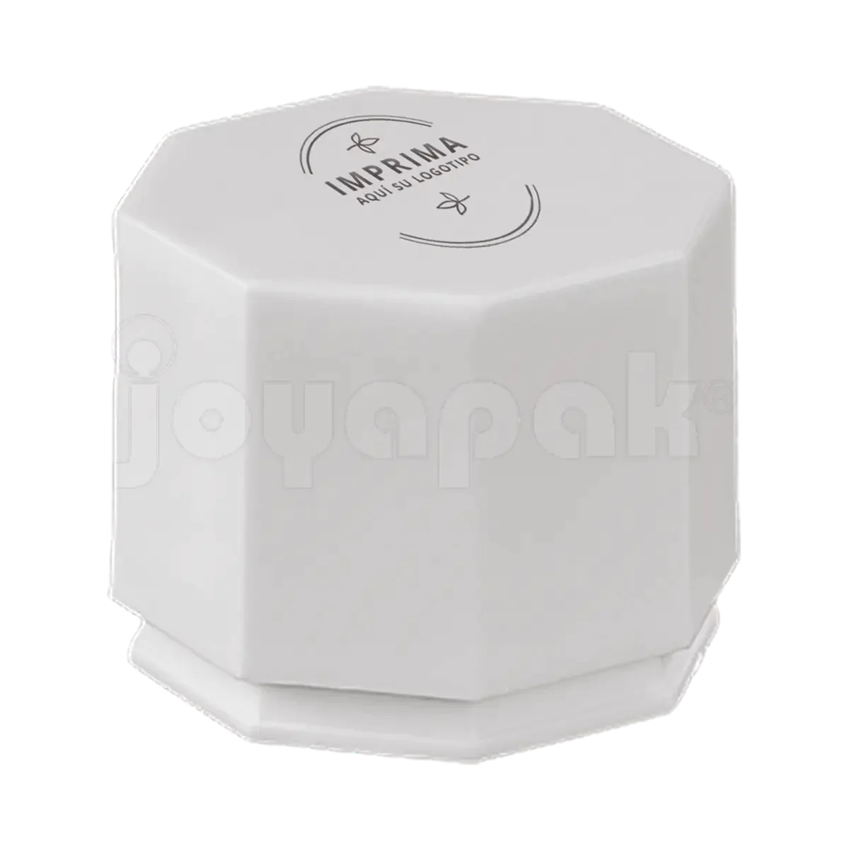 Caja exhibidor de plástico blanco para anillo, ideal para empaque de joyería con logo.