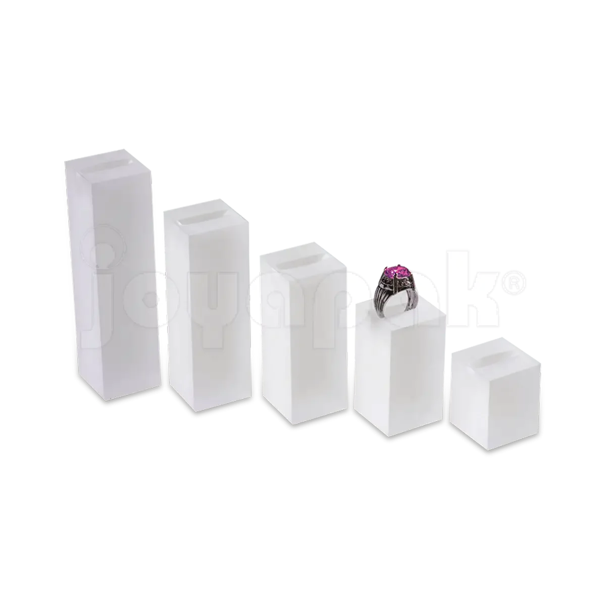 Exhibidor de Acrílico Juego de 5 Torres para Anillos