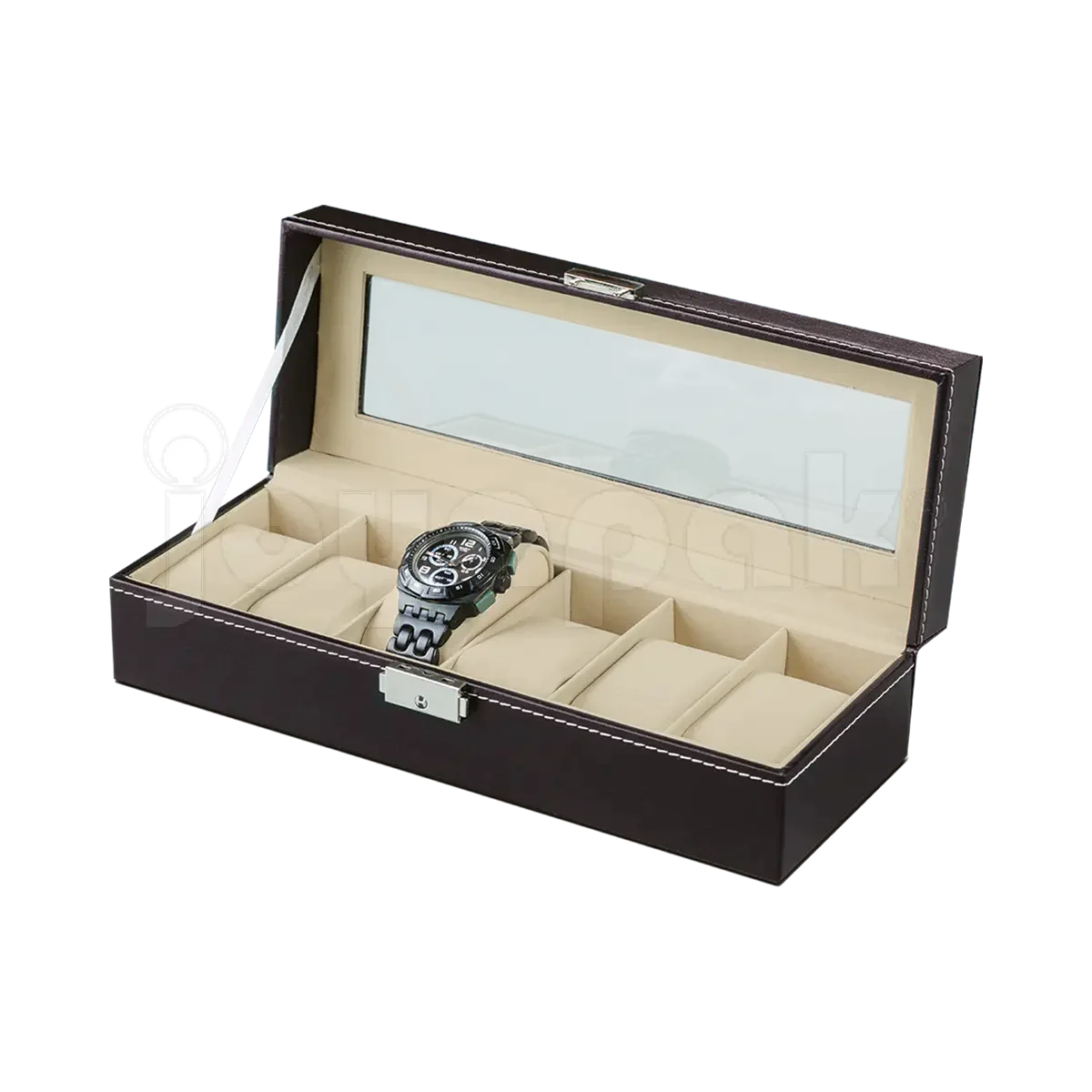 Estuche de Imitación Piel con Ventana 6 Relojes