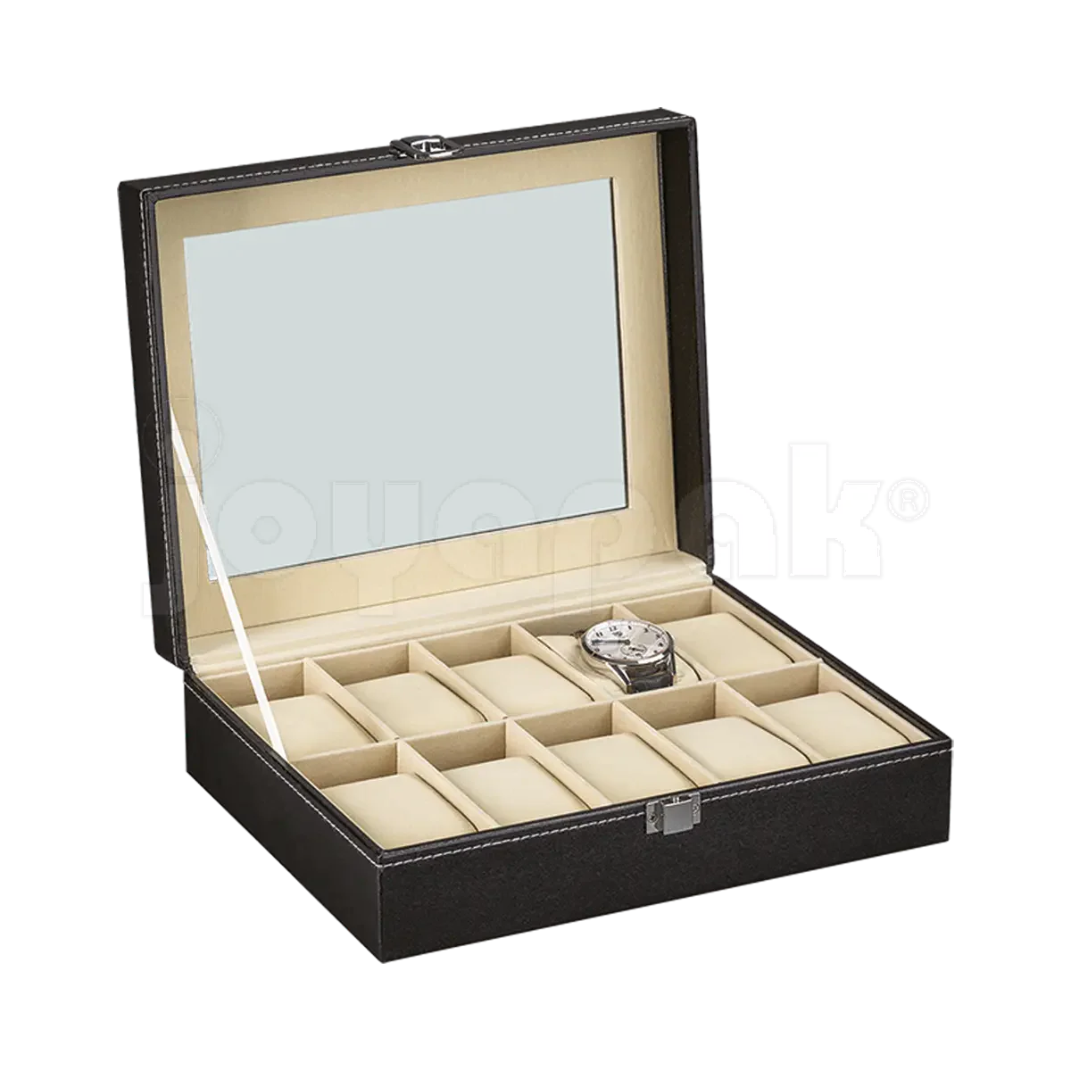 Estuche de Imitación Piel con Ventana 10 Relojes