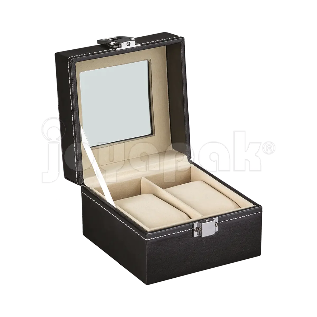 Estuche de Imitación Piel con Ventana 2 Relojes