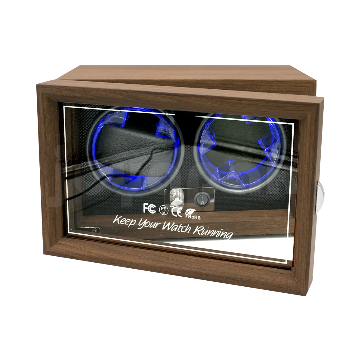 Estuche de Madera Giratorio con Luz LED 2 Relojes