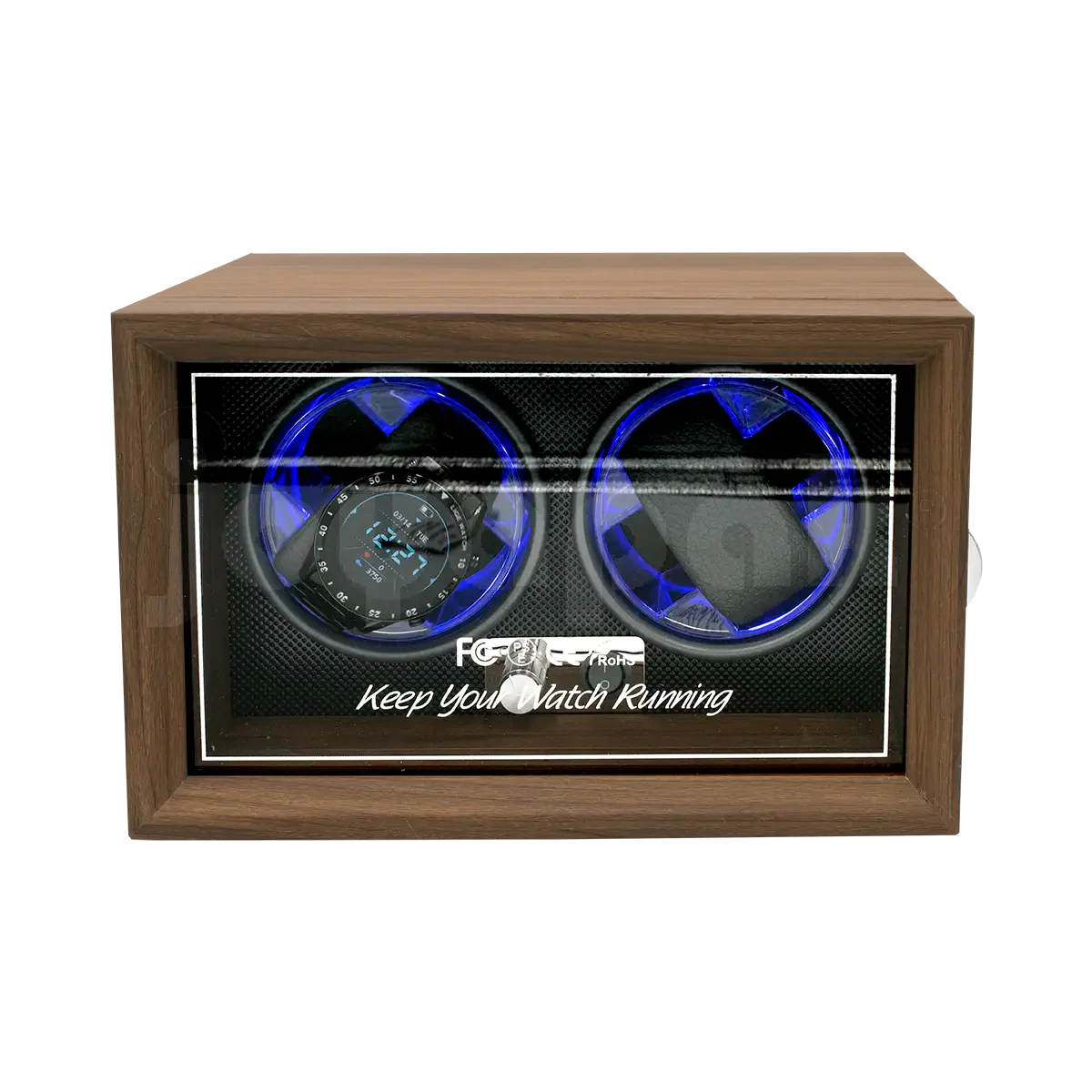 Estuche de Madera Giratorio con Luz LED 2 Relojes