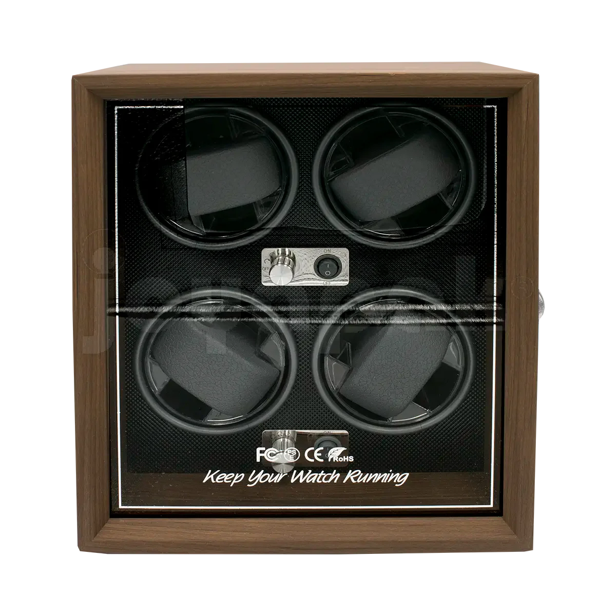 Estuche de Madera Giratorio con Luz LED 4 Relojes