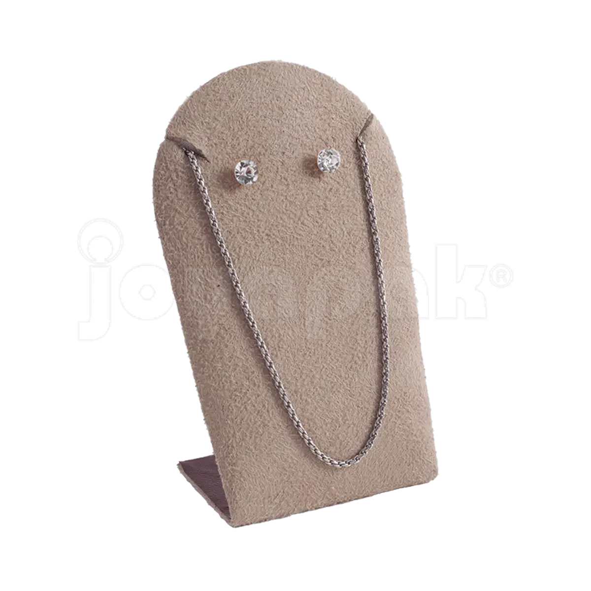 Exhibidor de madera y tela Glamour 6802 para juego de collares con personalización de logotipo.